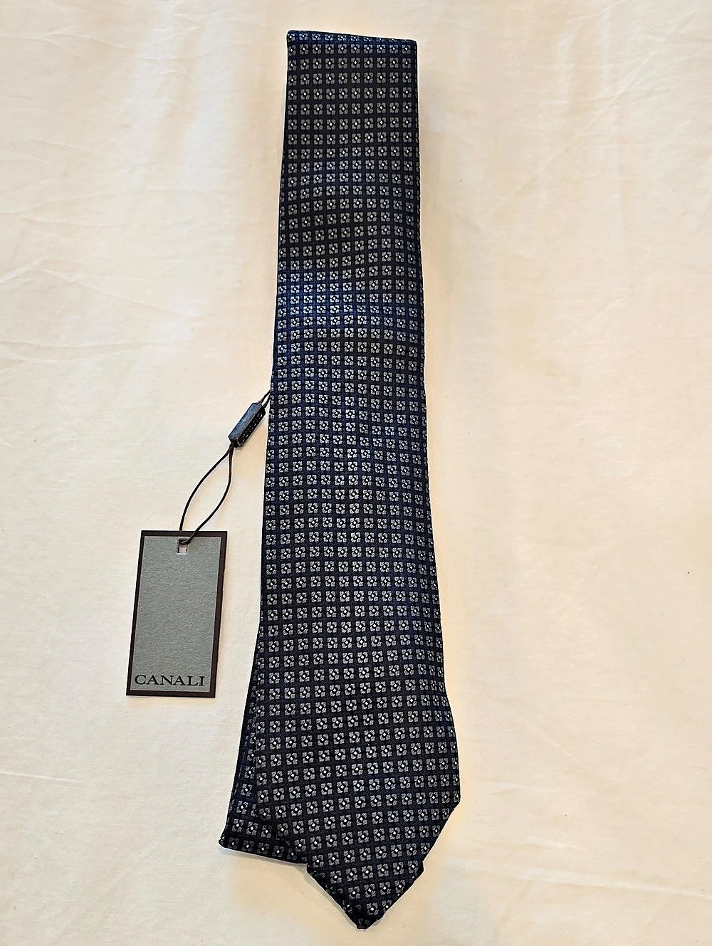 Canali Men's Geometric Tie in Black & Blue
